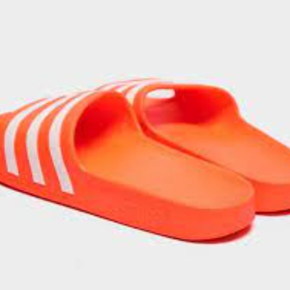 New Adidas Solar Red Adilette Aqua Slides Slip-On Sandals Women's US 10 - Picture 9 of 15
